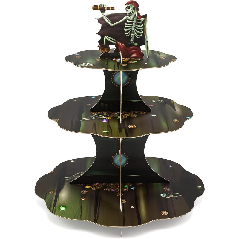 Cupcake Stand Tier - Crânio pirata cupcake suporte de camada