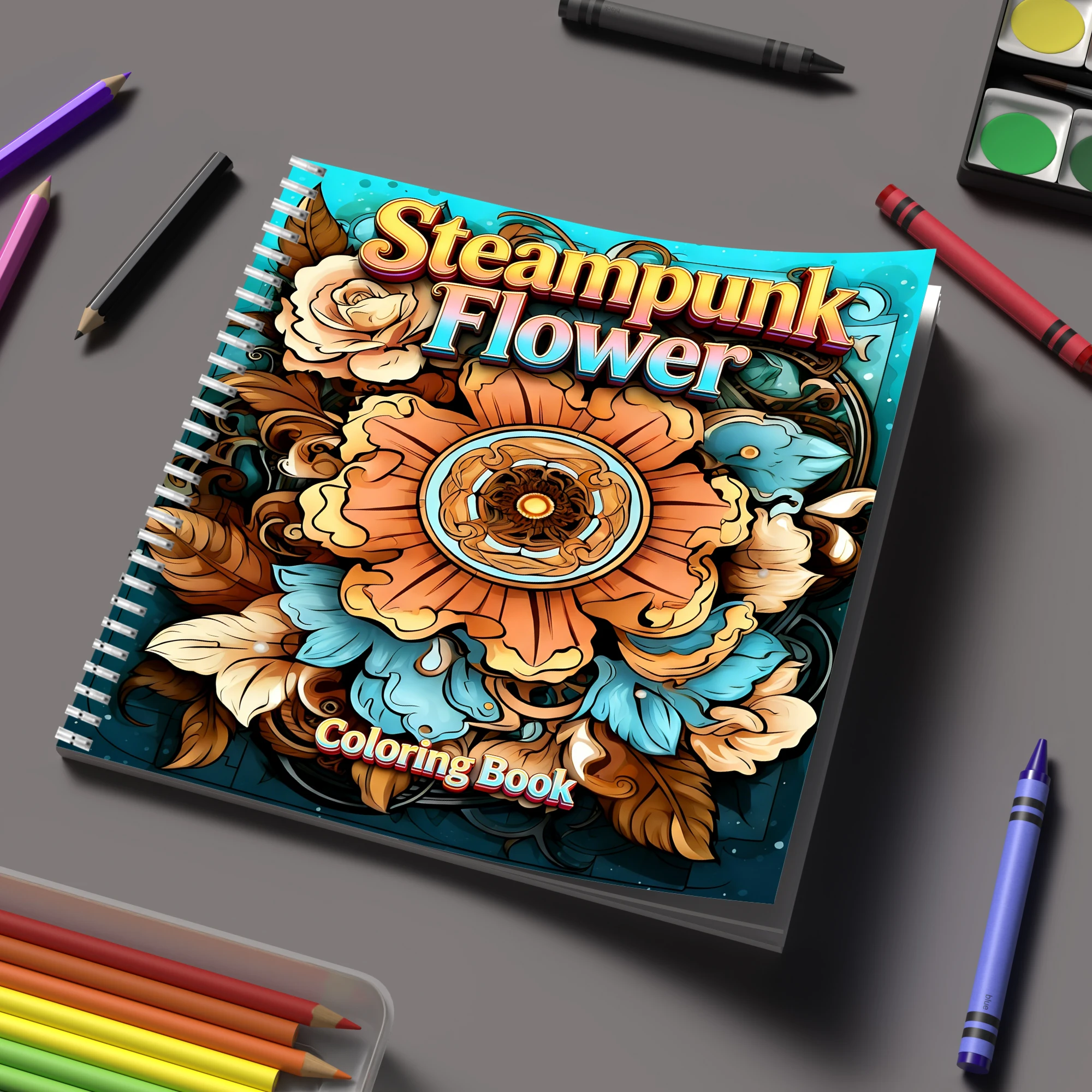 Supply Event - Livro de Colorir Flores Steampunk para