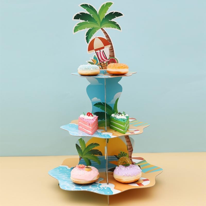 Cupcake Stand Tier - Suporte de cupcake de praia havaiana