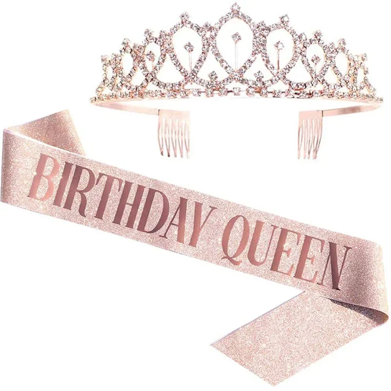 Coroa rainha com strass para m - Birthday Sash Glitter avaliação e preço