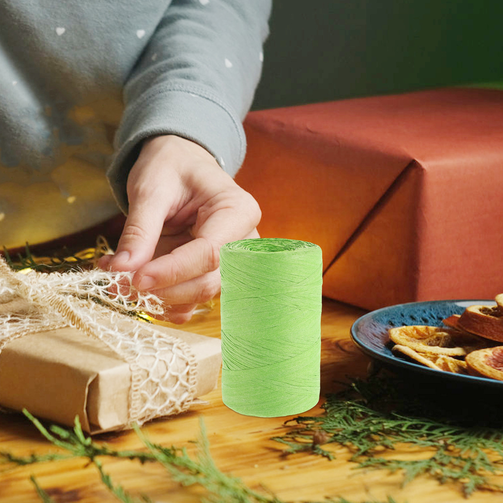 Fita de papel rafia plana, col - Papercraft Supply Ribbon avaliação e preço